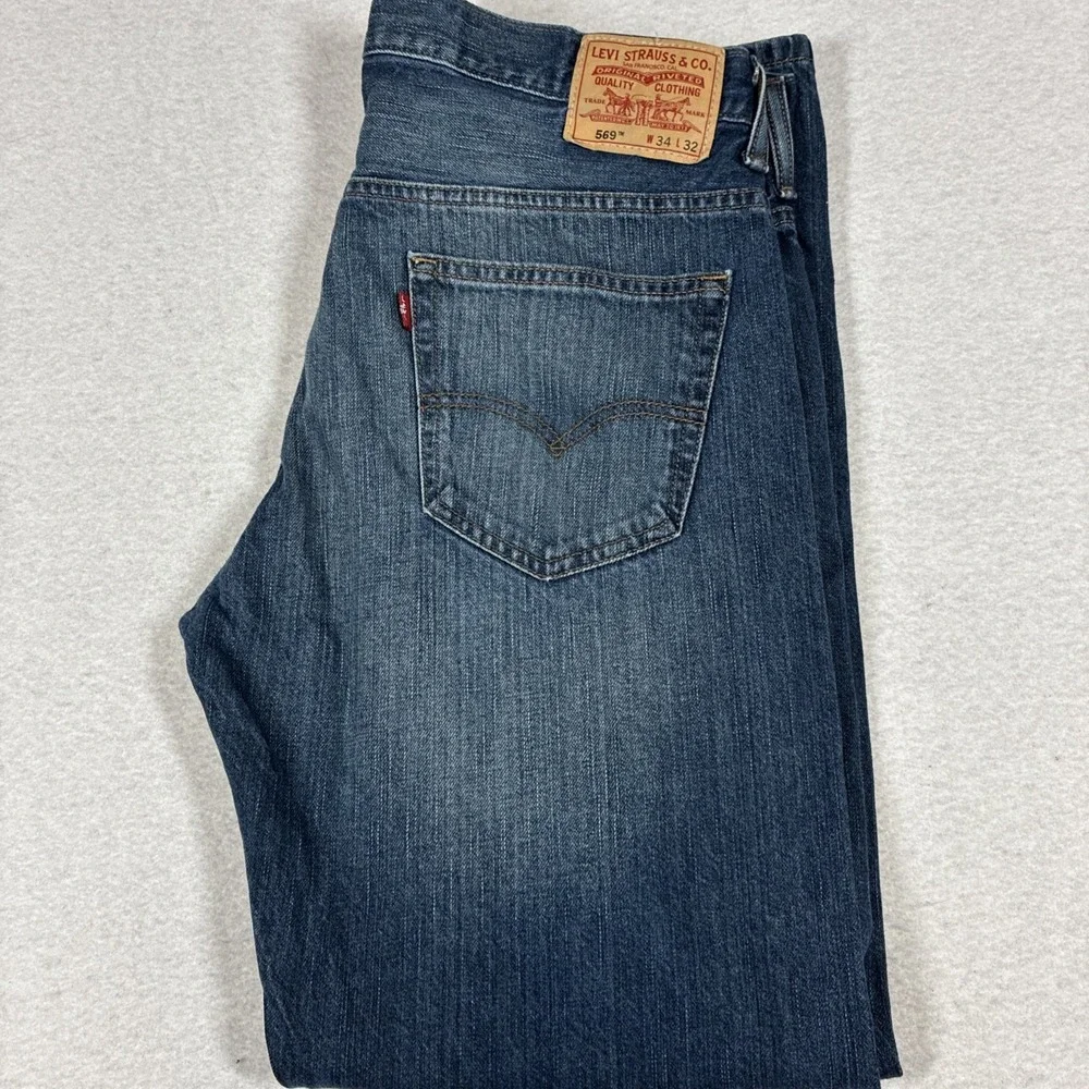 Vintage Levis 569 Jeans Loose Straight Baggy Medium Wash Grunge 90s Y2K 34x32